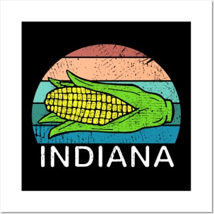 Indiana Hoosier Retro Sunset Corn Posters and Art